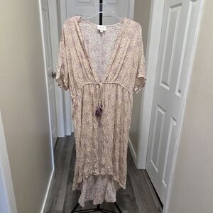 Heyson 100% Rayon Floral Dress Cover Up Tie Waist Boho Cottagecore Flowy Dress